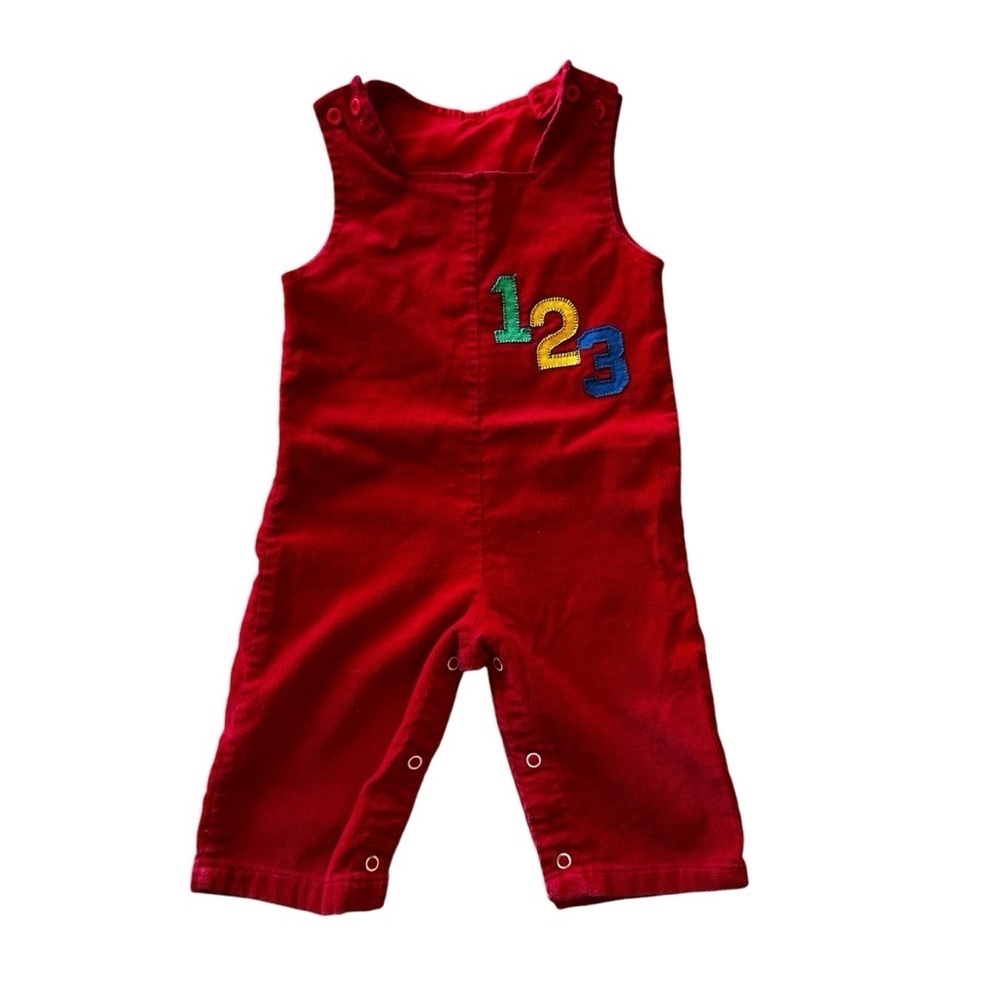 Vintage Kid's Health-Tex Red 123 Bib Overalls w/Snaps 18M  Made In USA